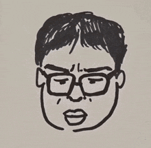a drawing of a man 's face with glasses and a smiley face