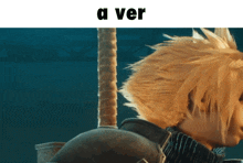 a video game character with a sword and the words a ver above him