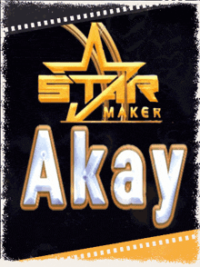 a logo for a game called star maker with the name akay