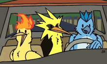 pokemon driving legendary birds articuno zapdos