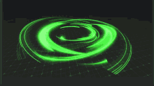 a computer generated image of a green swirl on a dark background