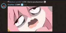 a screenshot of a cartoon character with the words click to see attachment at the bottom
