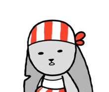 a cartoon drawing of a person wearing a red and white striped hat