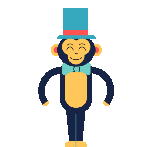 Monkey Raises Top Hat Sticker - Circus Monkey Hat Stickers