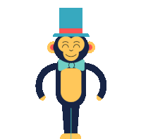 Monkey Raises Top Hat Sticker - Circus Monkey Hat Stickers