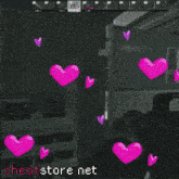 a screenshot of a video game with purple hearts and the website cheatstore.net at the bottom