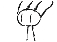 a drawing of a rabbit with a bow on its head on a pink background