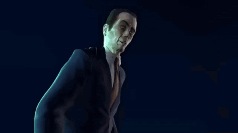a man in a suit and tie is pointing his finger at something