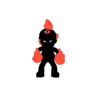 a silhouette of a cartoon character with a k on his head