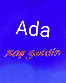 a blue background with the word ada in white letters
