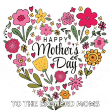 a happy mother 's day card with a heart made of flowers