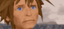 sora from kingdom hearts looks like a man with blue eyes