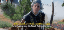 a video game character says kill it yourself you look capable enough