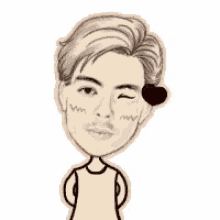 a cartoon of a man with his eyes closed and a heart over his head .