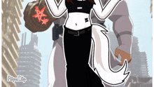 a cartoon drawing of a woman with a white tail and the words flipa clip on the bottom