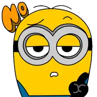 a cartoon of a minion with a no sign on his head