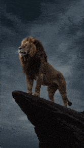 a lion standing on top of a rock with the words " abadi destani " written below it