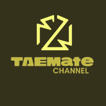 a logo for taemate channel with a yellow logo on a brown background