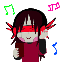 a cartoon of a girl wearing headphones and holding a cellphone