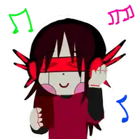 a cartoon of a girl wearing headphones and holding a cellphone