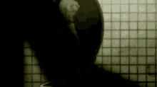 a black and white photo of a woman in a mirror