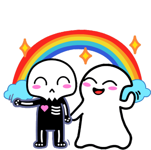 Rainbow Ghost Sticker - Rainbow Ghost Skeleton Stickers