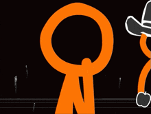 a cartoon drawing of a man wearing a cowboy hat with the letter n below it