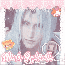 a picture of mint 's sephiroth with a pink background