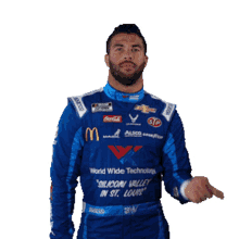 pointing left bubba wallace nascar to the left over there
