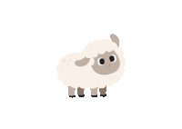 a cartoon illustration of a sheep standing on a white surface