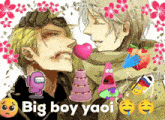 a big boy yaoi poster with among us patrick star and other icons