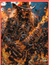a painting of a man in a cowboy hat holding a guitar