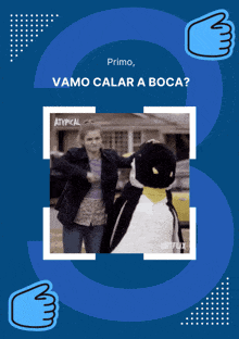 a picture of a woman putting snow on a snowman with the caption primo vamo calar a boca