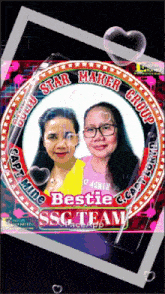 a picture of two women with the words bestie ssc team on the bottom