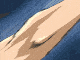 a drawing of a person 's arm against a blue background