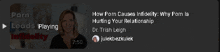 a video titled porn leads playing infidelity is shown