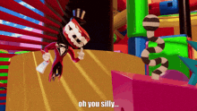a cartoon character says oh you silly while holding a bottle