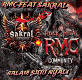 a poster that says rmc feat sakral rock metal community salam satu ngali
