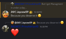 a screenshot of a conversation between dd and jaycew59