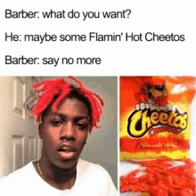 funny lol barber cheetos snacks