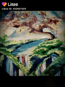 a painting of a waterfall with the likee id 432867659