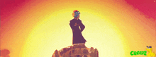 a cartoon of a man standing on top of a hill with creepz written on the bottom right