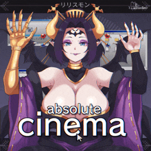 a poster for absolute cinema features a woman with horns on her head