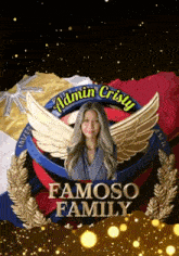 a logo for the famouso family with a woman in the center