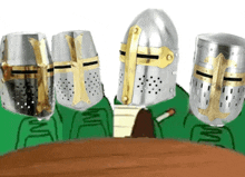 a group of knights are sitting around a table with a piece of paper