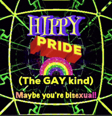 a poster with a rainbow and the words happy pride