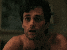 a shirtless man with the words i think i love you more than you love yourself above him