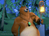a cartoon bear holding a torch with a t.me/grizzy_the_lemnings watermark