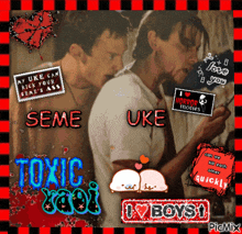 a picture of a man and a woman with the words toxic yaoi written on it