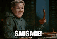 Gordon Ramsay Sausage GIF - Gordon Ramsay Sausage Holding A Sausage GIFs